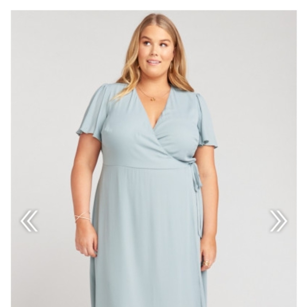 NOELLE FLUTTER SLEEVE WRAP DRESS ~ SILVER SAGE